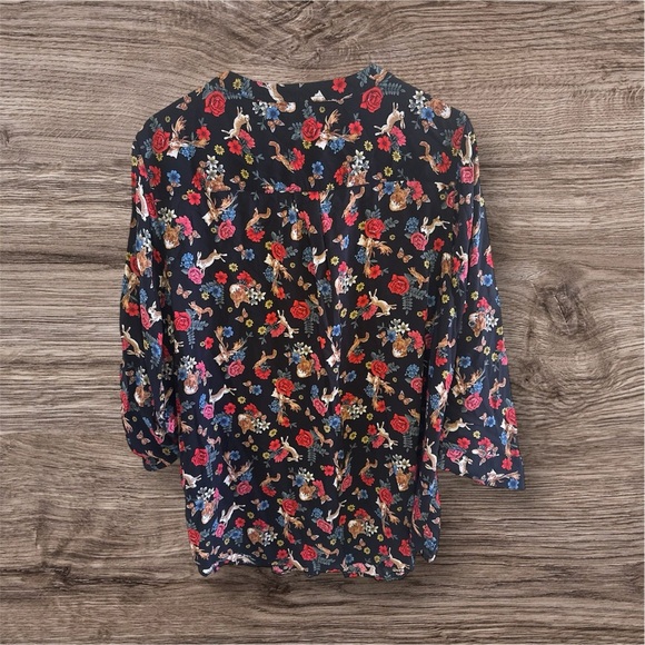 Philosophy Floral Short Sleeve Blouse floral and animal print 3/4 sleeves 2X - Picture 5 of 16